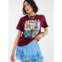 River Island Short Sleeve Sevilla Art Baby Tee - Red