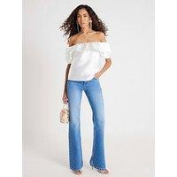 River Island Frill Detail Short Sleeve Top - Cream