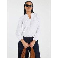 River Island Long Sleeve V-Neck Blouse - White