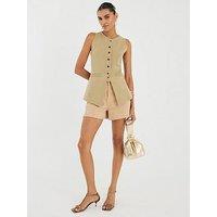 River Island Clean Longline Waistcoat - Khaki