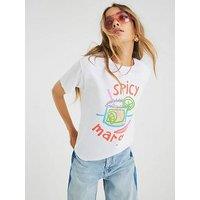 River Island Short Sleeve Spicy Marg Sketchy T-Shirt - White