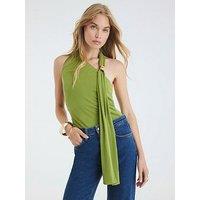 River Island Scarf Neck Trim Top - Green