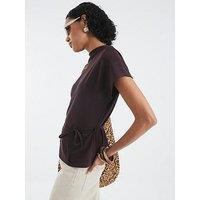 River Island Short Sleeve Premium Clean Belted T-Shirt - Brown