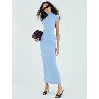 River Island High Neck Short Sleeve Top - Blue