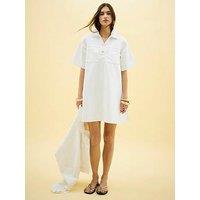 River Island Short Sleeve Luna Shirt Collar Dress - White
