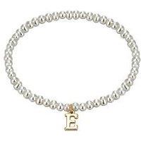 The Love Collection Pearl Stretch Bracelet With Gold Letter Charm