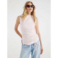 River Island Short Ruched Tie Top - Pink