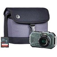 Pentax Wg-1000 Tough Compact Camera - Olive - Camera + Sandisk 64Gb Sd Card + System Bag
