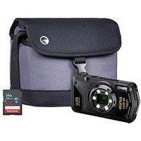 Pentax Wg-8 Tough Compact Camera - Black - Camera + Sandisk 64Gb Sd Card + System Bag