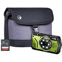 Pentax Wg-8 Tough Compact Camera - Green - Camera + Sandisk 64Gb Sd Card + System Bag