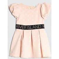 River Island Mini Girls Waistband Embossed Dress - Beige