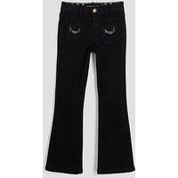 River Island Older Girls Snaffle Chain Flared Jeans - Black
