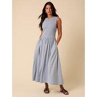 Nobodys Child Billie Shirred Bodice Midi Dress Plain - Blue