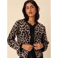 Nobodys Child Leopard Jacquard Tie Front Cardigan - Multi