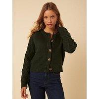 Nobodys Child Crew Neck Cable Detail Cardigan - Green