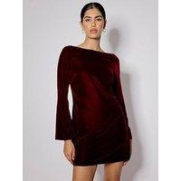 Nobodys Child Joelle Velvet Mini Dress Plain - Red