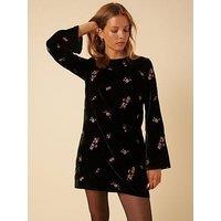 Nobodys Child Sutton Embroidered Velvet Mini Dress - Black