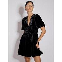 Nobodys Child Starlight Velvet Bubble Hem Mini Dress - Black