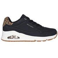 Skechers Uno Jungle Nite Leather Durabuck Trainer - Black