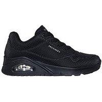 Skechers Uno Shiny Scale Reflective Snake Lace-Up Trainers - Reflective Snake Printed Durabuck (Black)