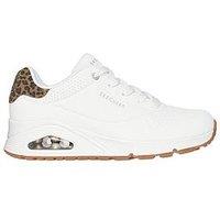 Skechers Uno Jungle Nite Leopard Lace Up Trainers - White