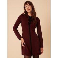 Nobodys Child Bow & Collar Mini Dress Plain - Burgundy