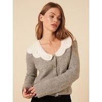 Nobodys Child Crochet Collared Cardigan - Grey
