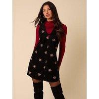 Nobodys Child Nila Embroidered Pinafore Mini Dress Embroidered