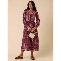 Nobodys Child Monroe Midi Dress Embroidered - Red