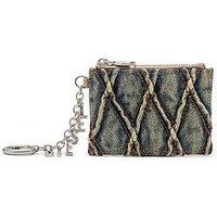 Diesel Denim Quilted Card Holder With Chain - Blue