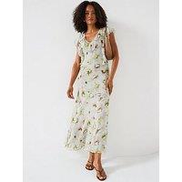 V By Very Ruffle Sleeve Midaxi Dress - Print
