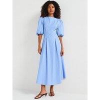 V By Very Stripe Puff Sleeve Midaxi Dress