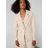 Forever New Lulu Gold Button Blazer - Cream