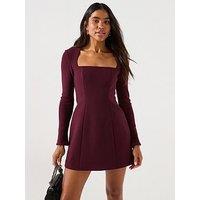 Forever New Ruby Long Sleeve Structured Mini Dress - Purple
