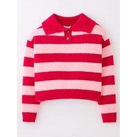 The Very Collection Girls Henley Stripe Knit - Pink