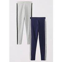 The Very Collection Girls 2 Pack Cotton Legging With Side Piping Detail - Multi
