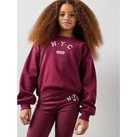 The Very Collection Girls Nyc Graphic Sweatshirt - Burgundy/Pink