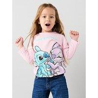 Disney Lilo & Stitch Angel & Stitch Heart Back Print Long Sleeve T-Shirt - Pink