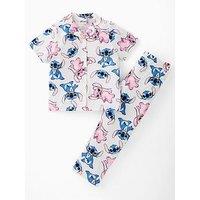 Disney Lilo & Stitch Angel & Stitch Short Sleeve Button Down Pyjamas - Cream