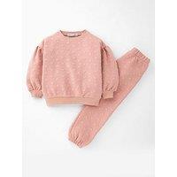 The Very Collection Girls Heart Jacquard Tracksuit - Pink