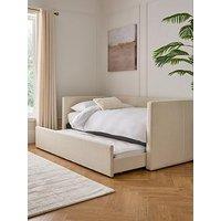 Very Home Floren Boucle Day Bed With Low Level Trundle And Mattress Options (Buy & Save!) - Fsc Certified - Bed With Fold-Away Trundle And 2 Memory Mattresses