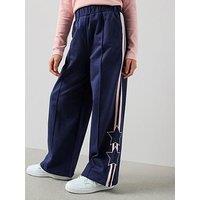 The Very Collection Girls Star Side Piping Wide Leg Joggers - Navy