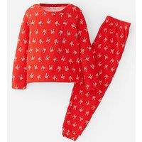The Very Collection Girls Rib Jersey Bow Pyjamas - Red