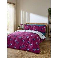 Their Nibs Hummingbird 100% Cotton Reversible Duvet Set Plum
