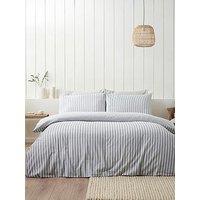 Catherine Lansfield Brushed Cotton Stripe Duvet Set - Grey