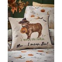 Catherine Lansfield Halloween Highland Cow Filled Cushion- 45X45Cm