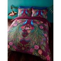 Matthew Williamson Xanadu Peacock 200 Thread Count Cotton Sateen Duvet Set Plum