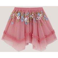 Monsoon Girls Kristi Embroidered Tulle Skirt - Pink