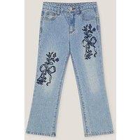 Monsoon Girls Bow Embroidered Jeans - Blue