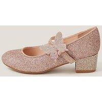 Monsoon Girls Glitter Sparkle Butterfly Heel Shoes - Pink